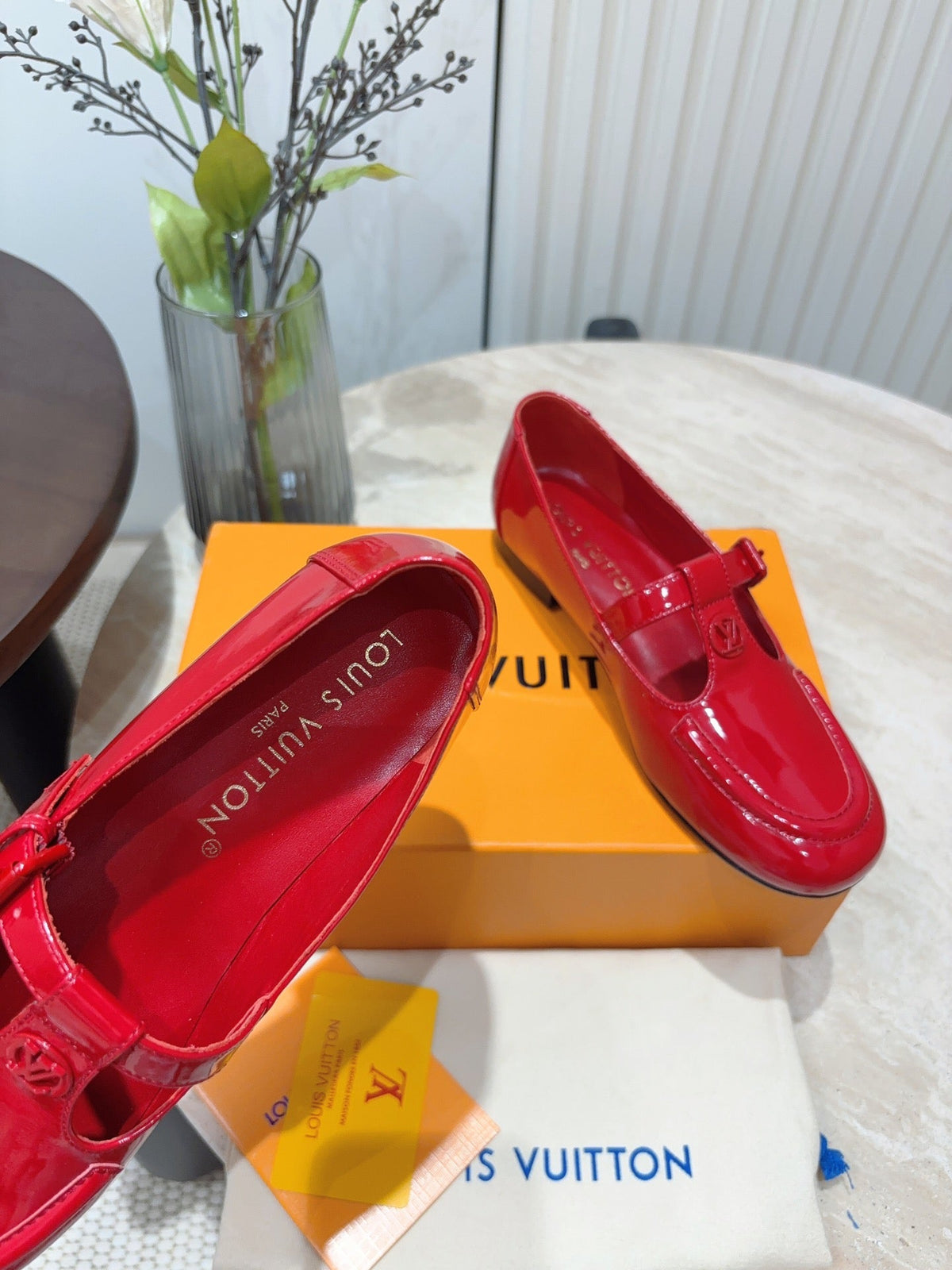 LV Soho Flat Mary Jane Red Cowhide