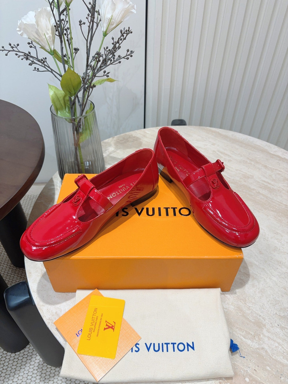 LV Soho Flat Mary Jane Red Cowhide
