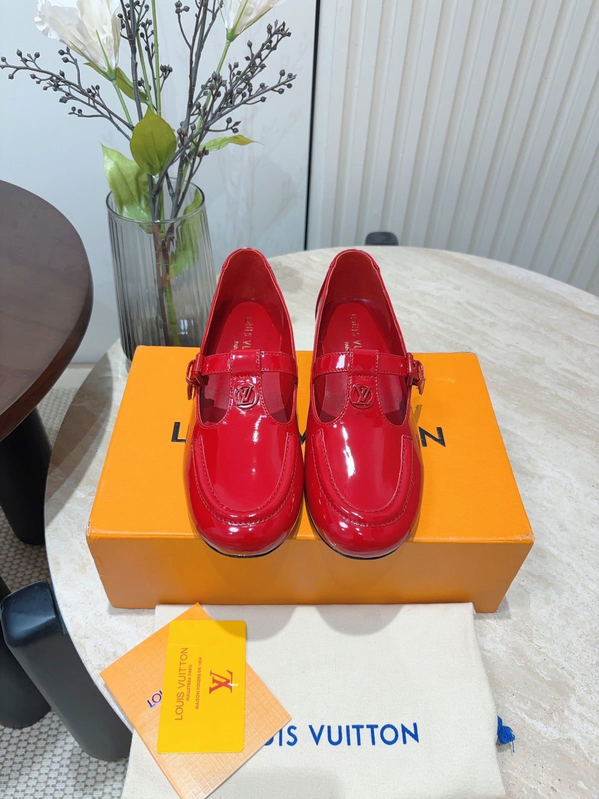 LV Soho Flat Mary Jane Red Cowhide