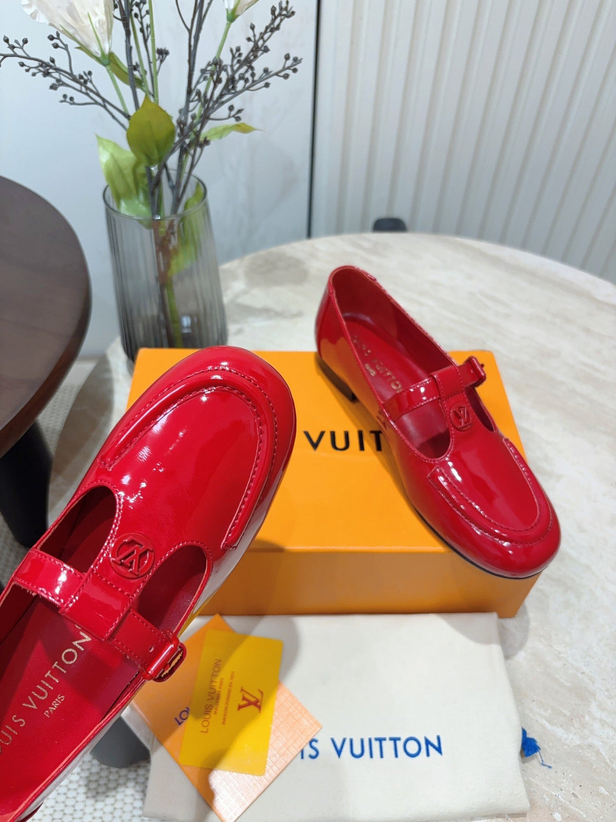 LV Soho Flat Mary Jane Red Cowhide