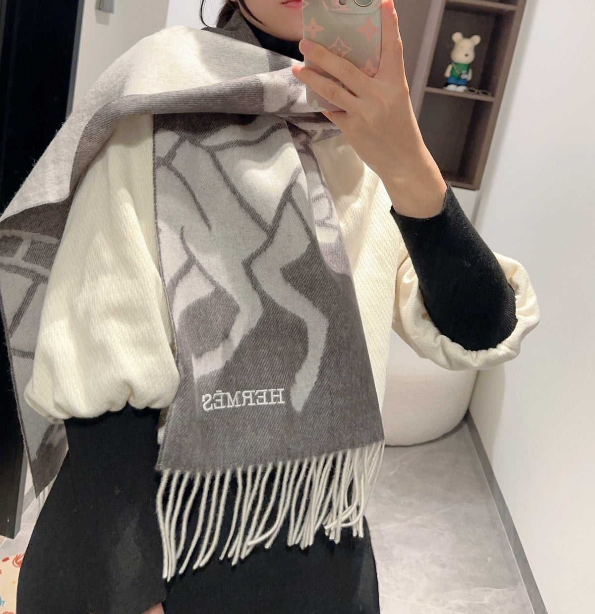 CASAQUE PORTE-CLEFS MUFFLER 180 CM SPANISH GRAY CASHMERE