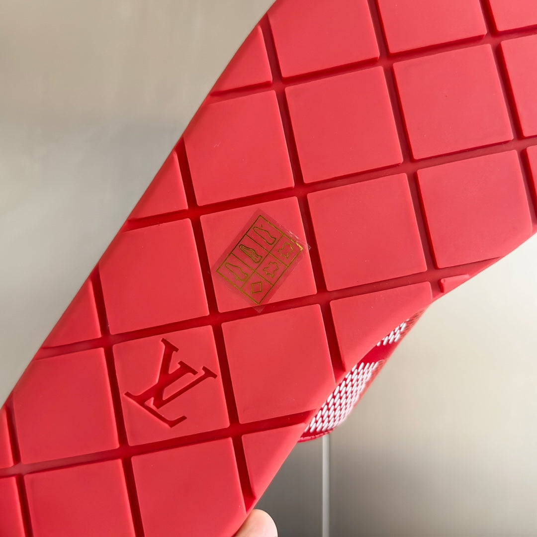 LV VENICE MULE SLIDE SANDALS MONOGRAM CHERRY RED