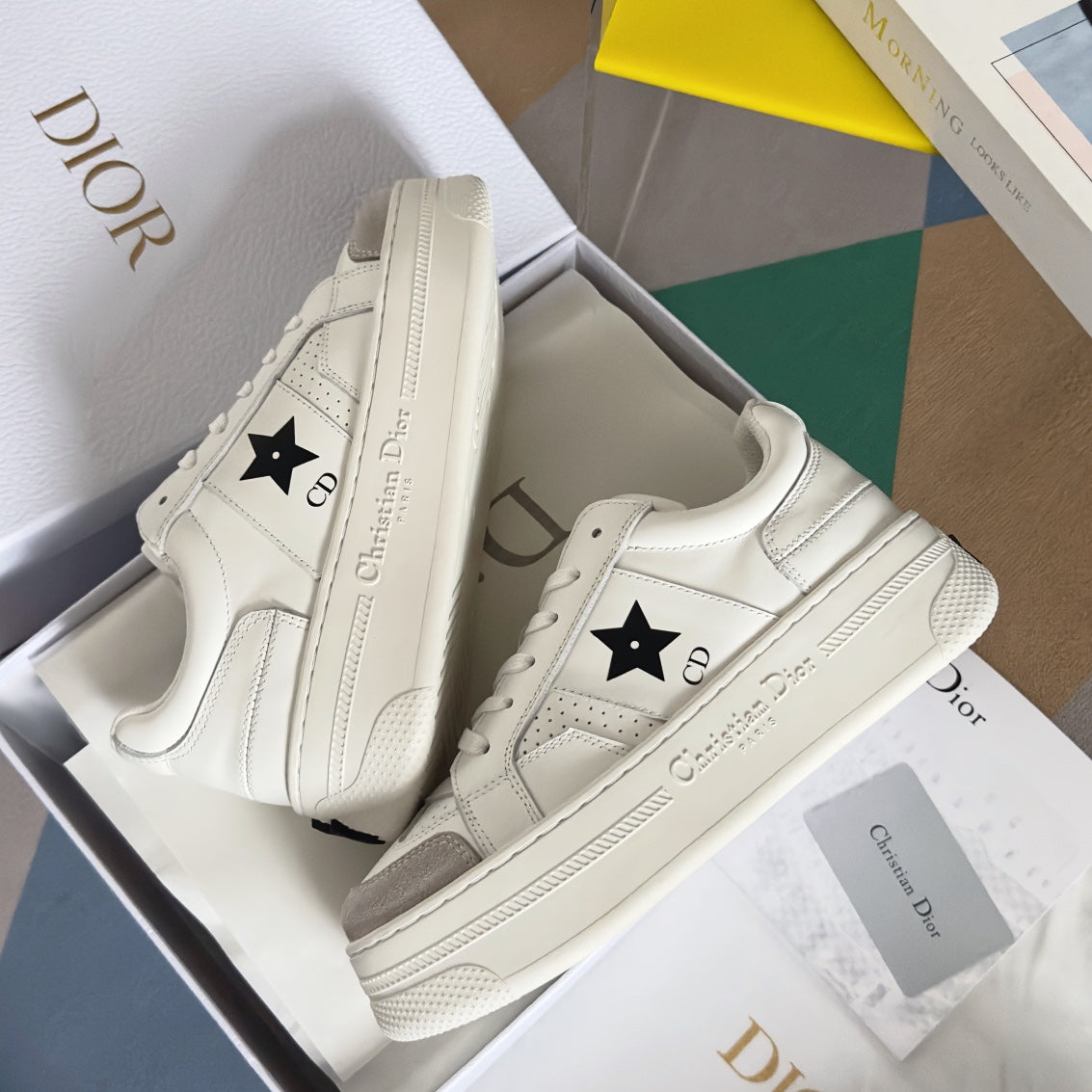 cd star sneaker white cream calfksin