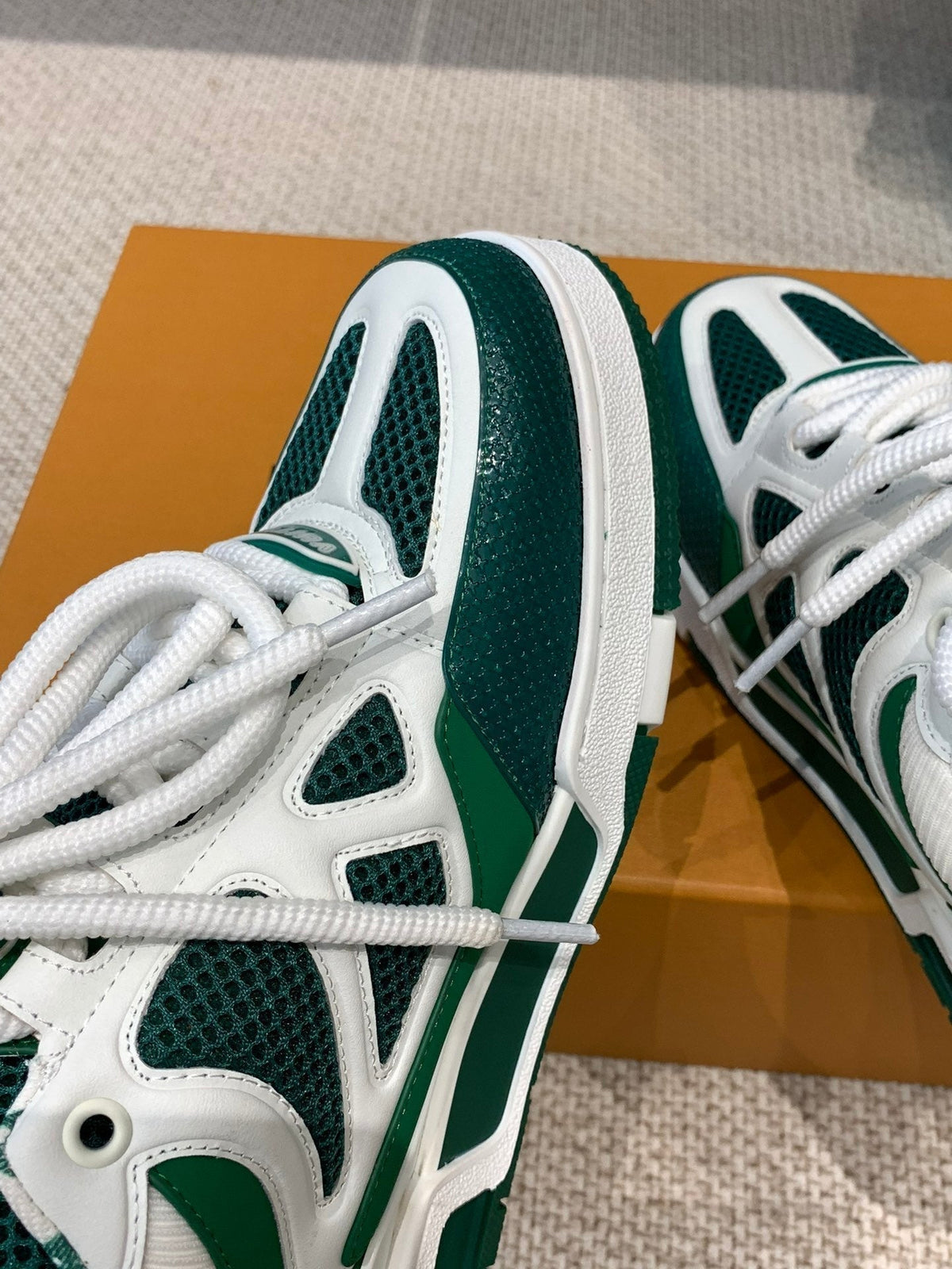 LV Skate Sneaker White Mix Green Cowhide