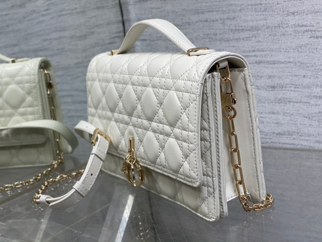 MY CD 24 TOP HANDLE BAG WHITE LAMBSKIN