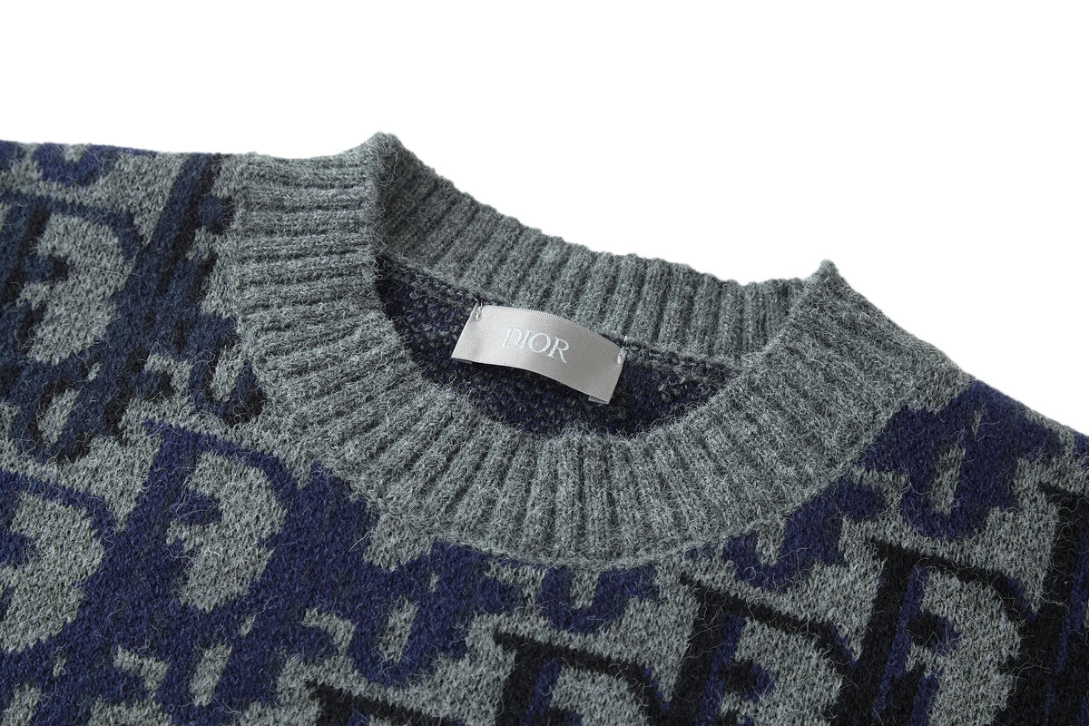 Dior 2025 Jacquard Sweater Blue Gray Wool
