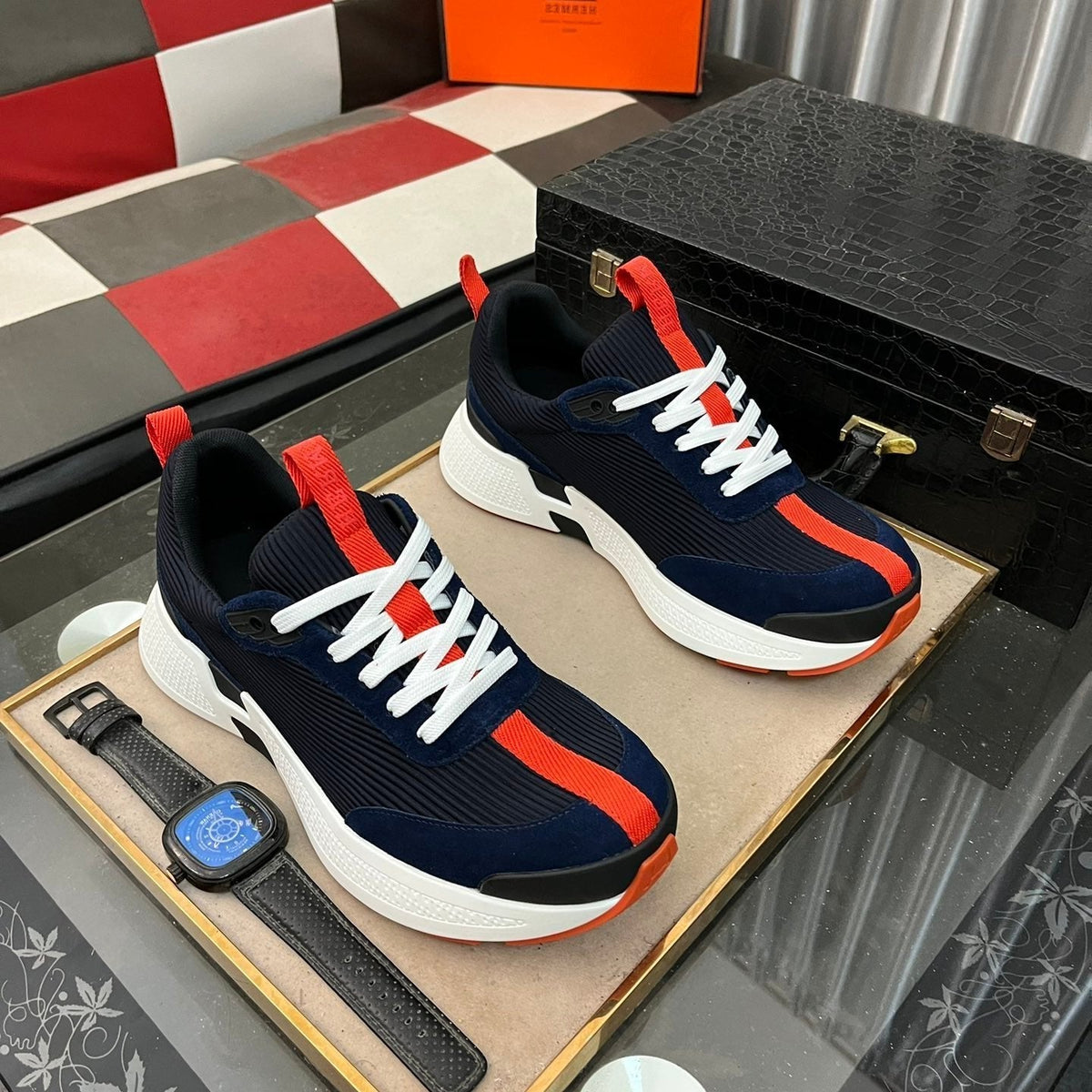 HM HUGO SNEAKER BLACK AND NAVY WEAVE