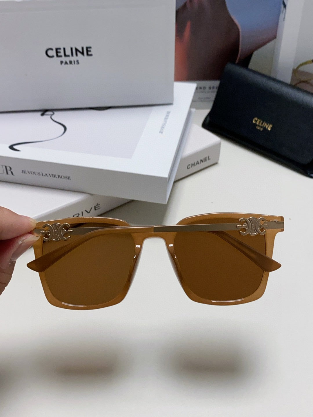 TRIOMPHE SUNGLASS 497816 IN NUDE METAL