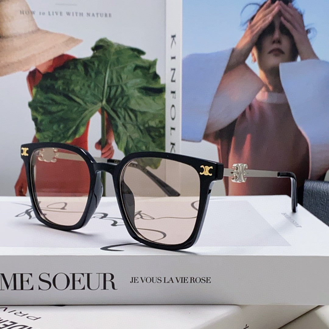 TRIOMPHE SUNGLASS 497818 IN SILVER METAL LIGHT BROWN LENSES