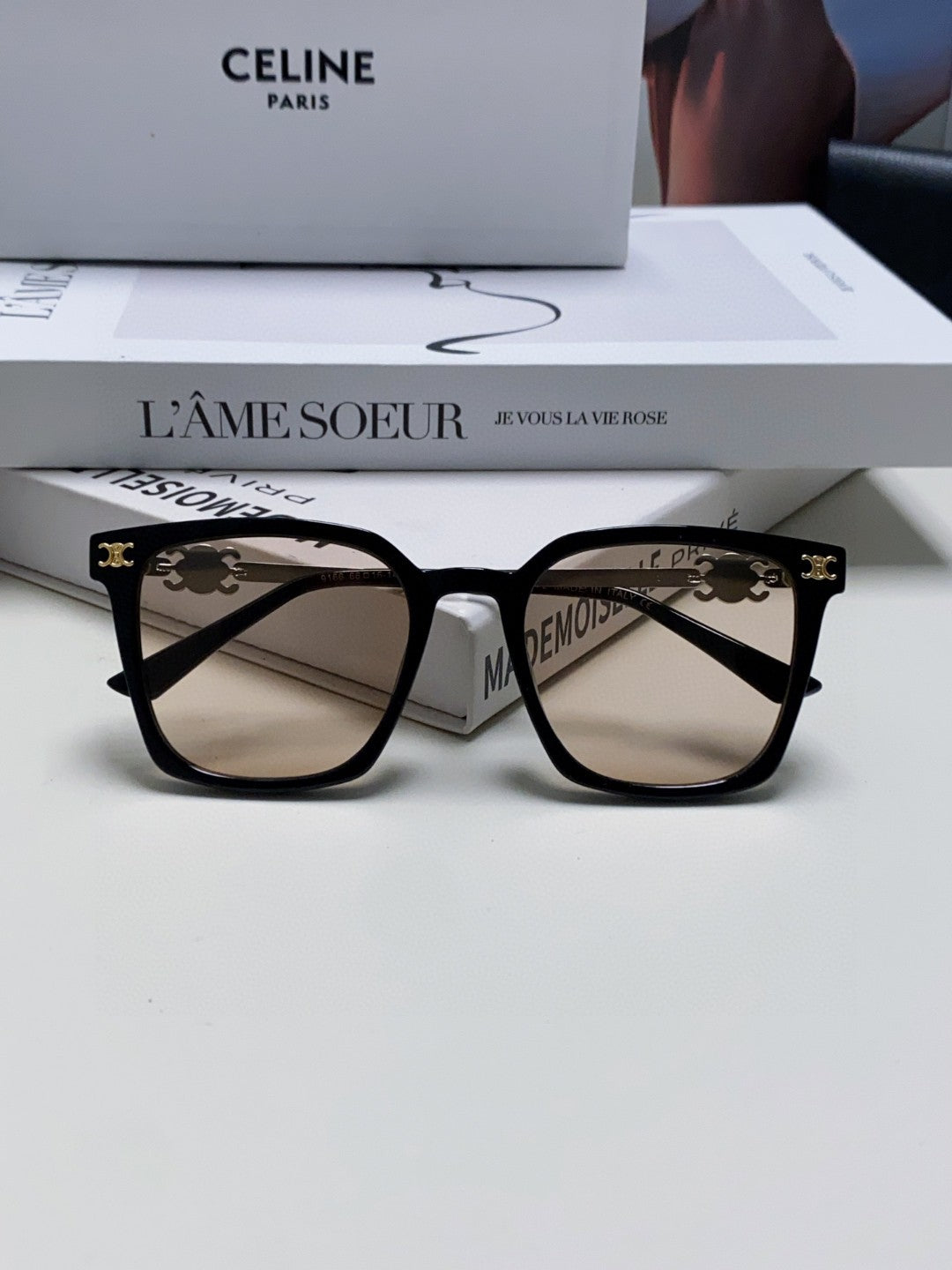 TRIOMPHE SUNGLASS 497818 IN SILVER METAL LIGHT BROWN LENSES