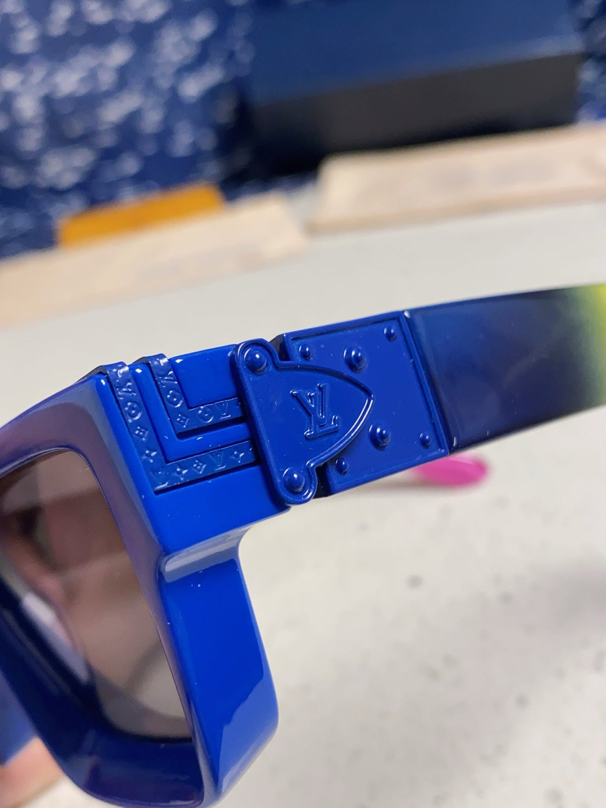 RECTANGLE SUNGLASSES 575847 IN BLUE MIX MULTICOLOR ACETATE