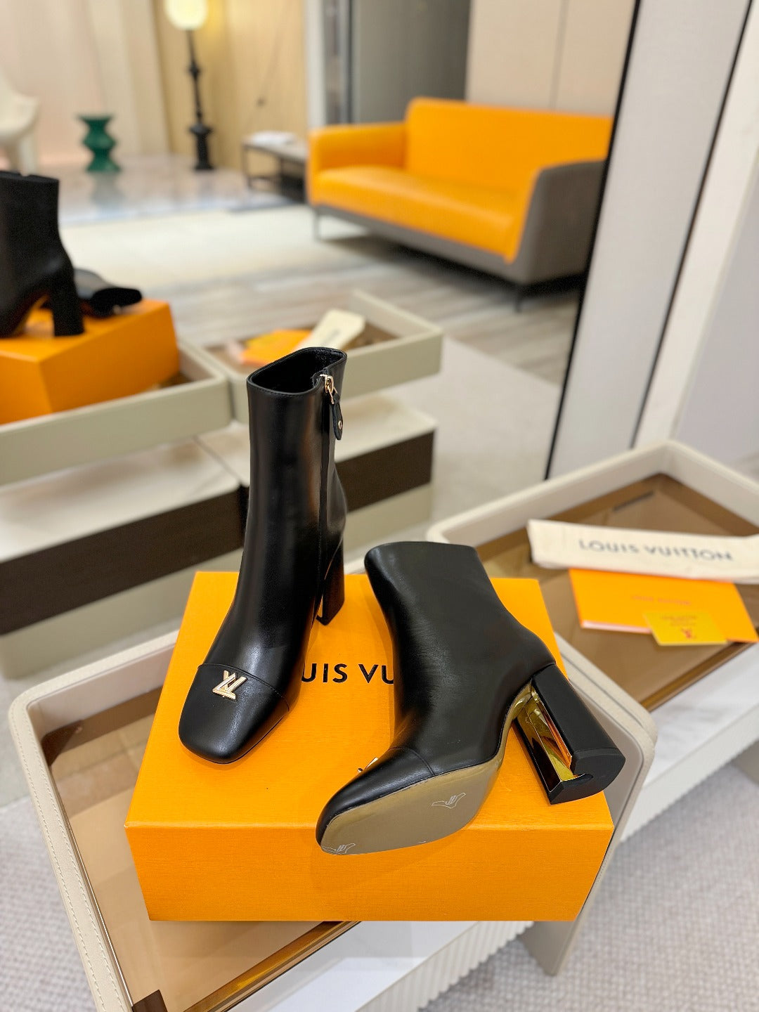 LV Ankle Boots 90 Black Sheepskin 573716