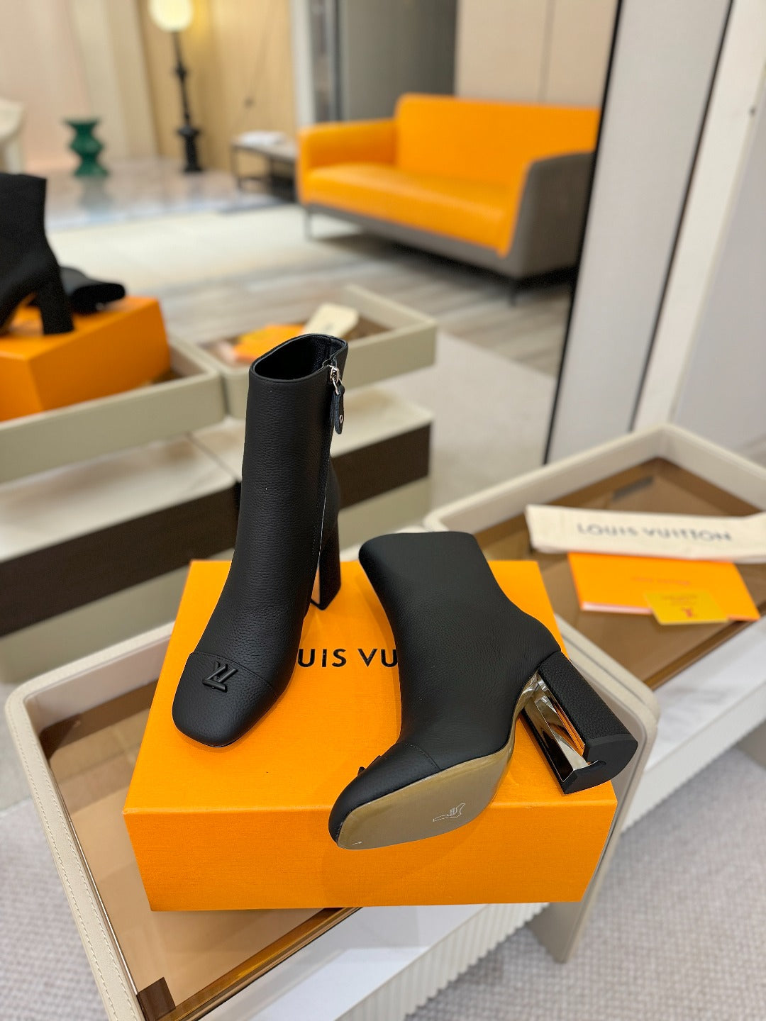 LV Ankle Boots 90 Black Calfskin 573717