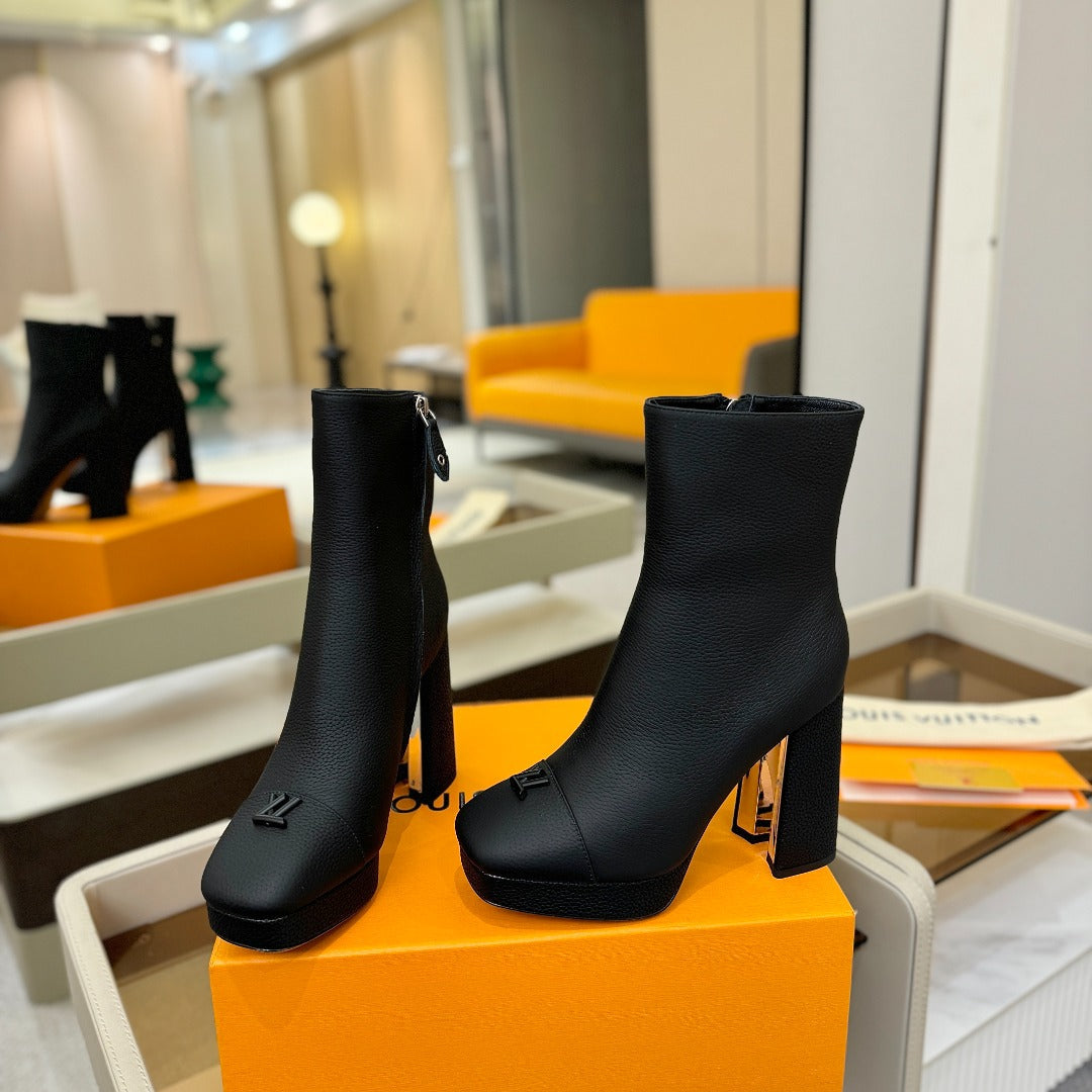LV Ankle Boots 110 Monogram Black Calfskin 573721