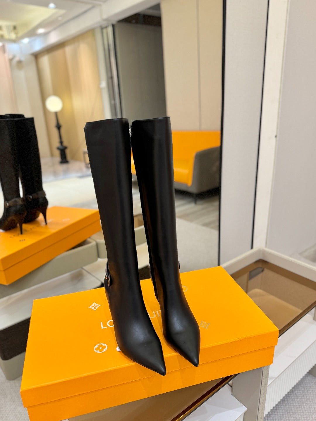 LV 25 Long Boots 90 Black Calfskin 573875