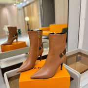 LV 25 Runway Ankle Boots 90 Camel Brown Calfskin 573865