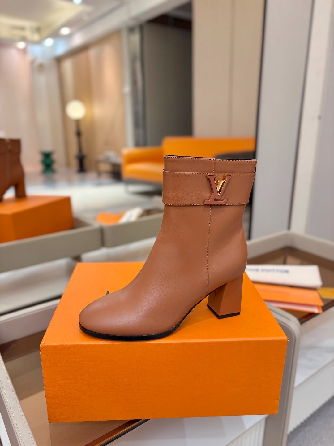 LV Ankle Boots 75 Camel Sheepskin 573726