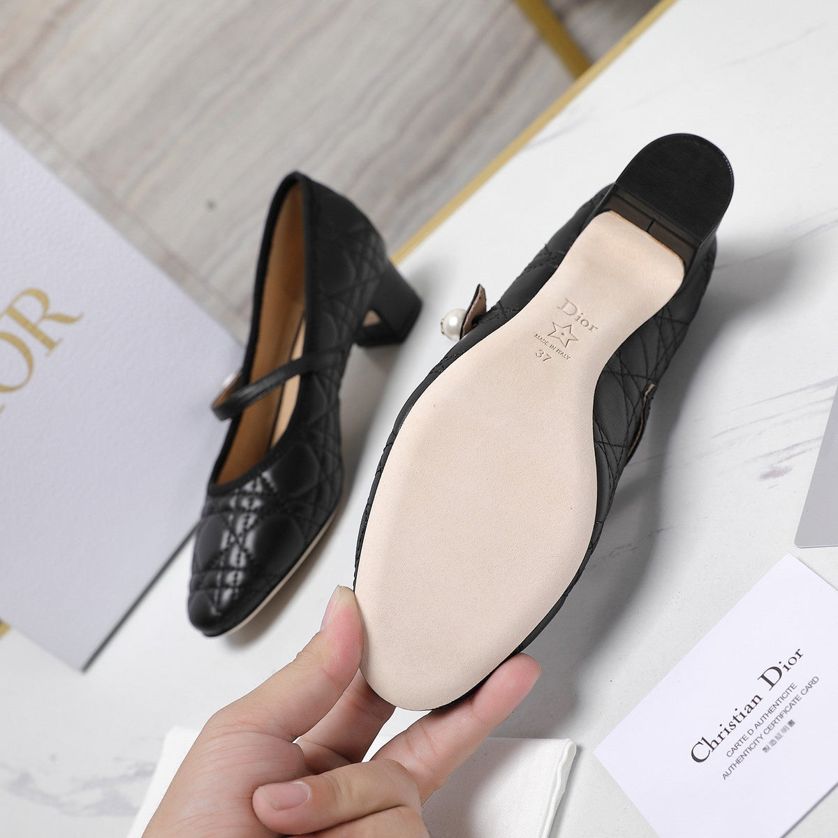 CD Ballet Pump 40mm In Black Quilted Calfskin 995268