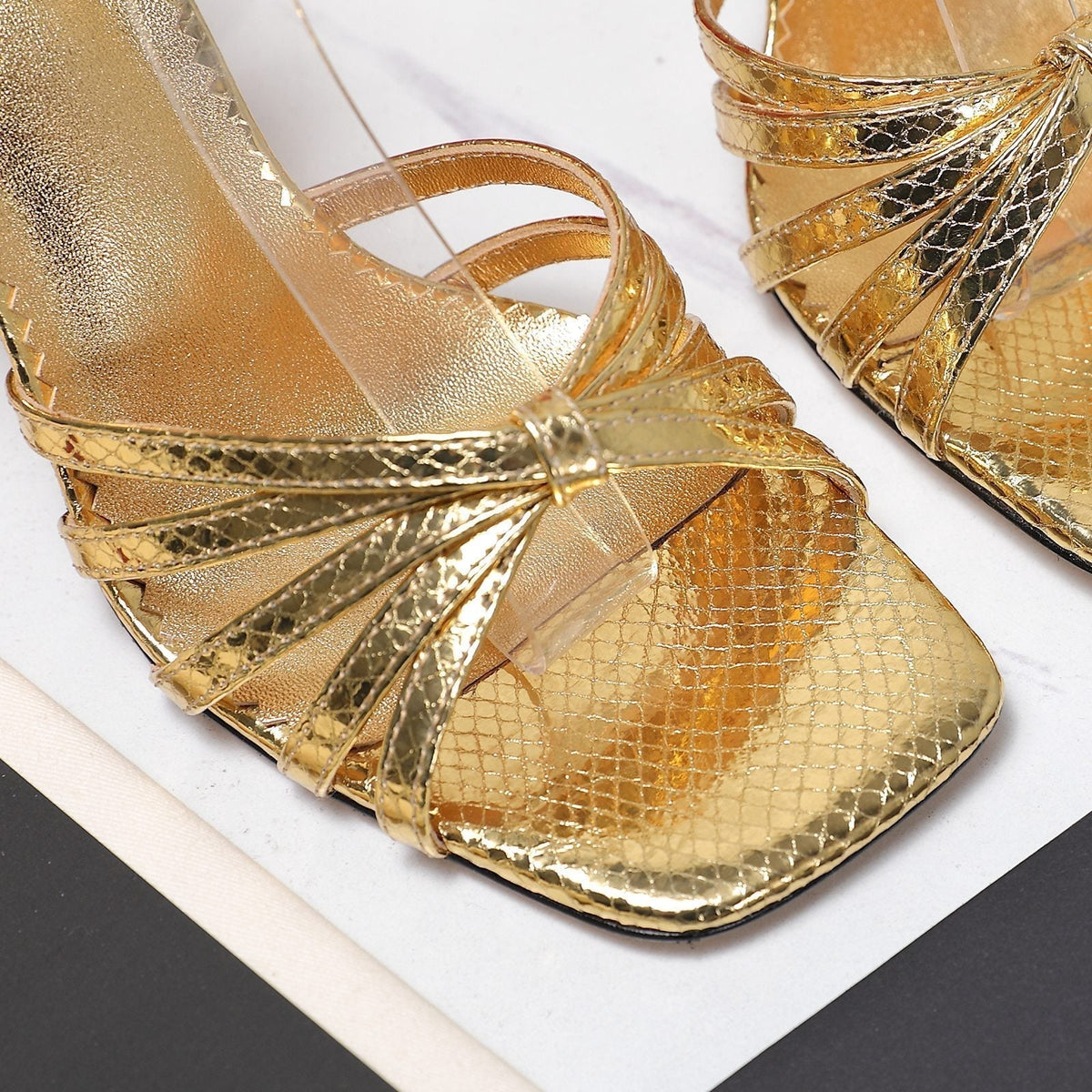 VT 2025 Diamond Heel Sandals Gold Cowhide 289510