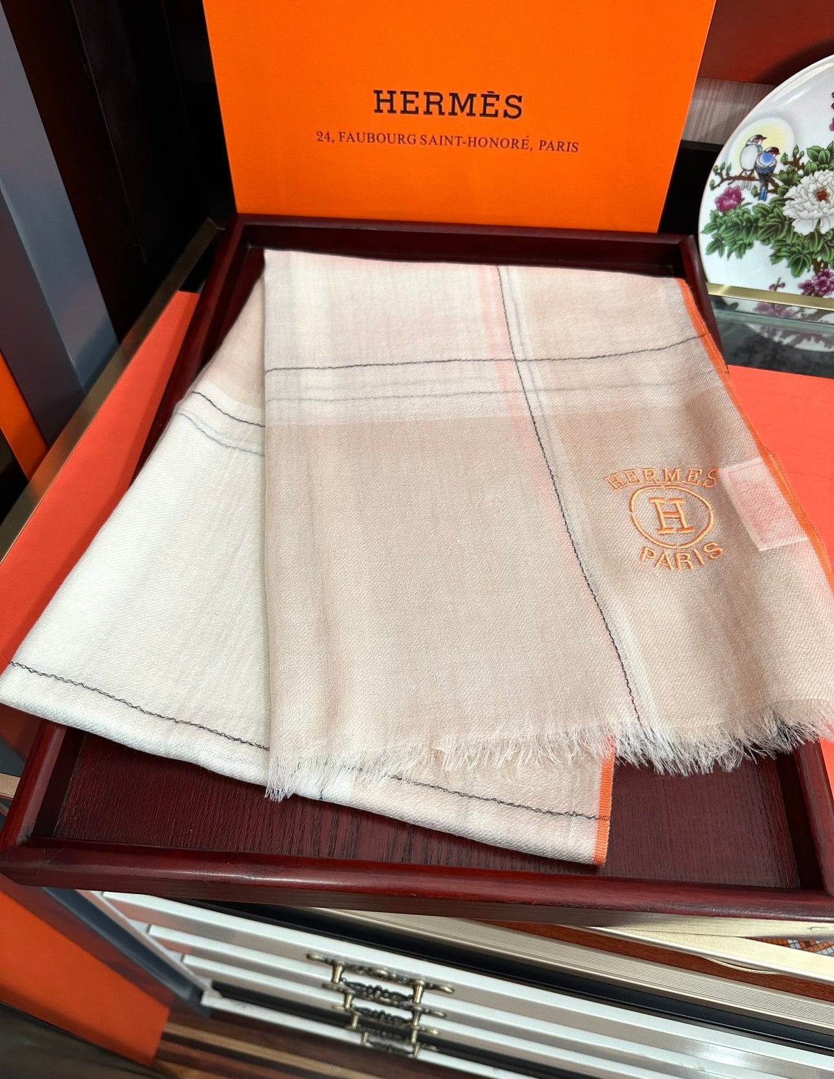 Scarf 90 Cm Beige Mix White Caro Cashmere