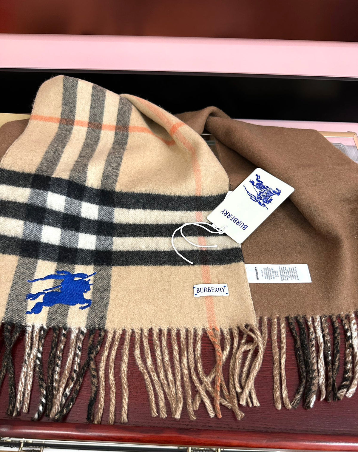 BBR Double-Sided Scarf 160CM Beige Cashmere 292959