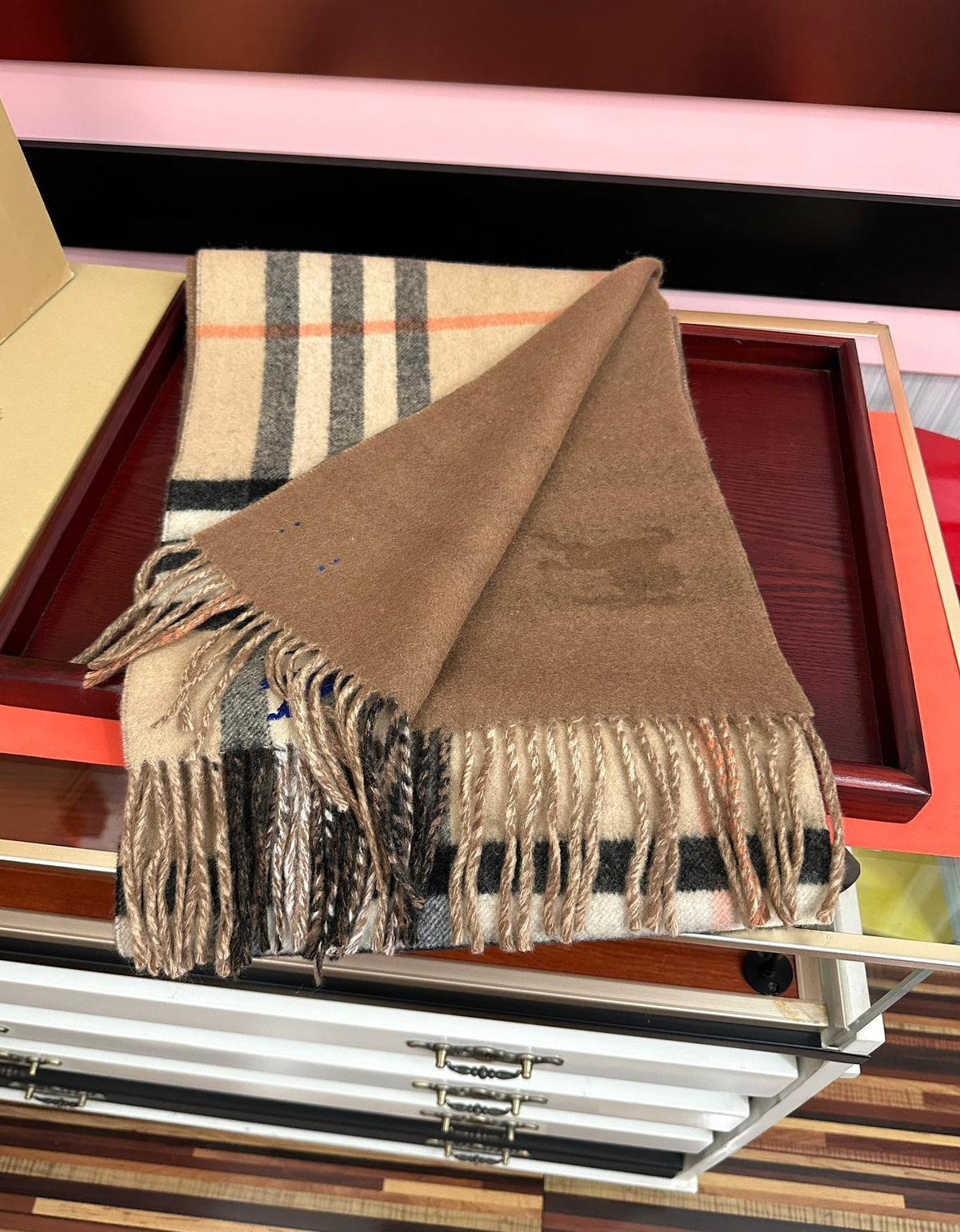 BBR Double-Sided Scarf 160CM Beige Cashmere 292959