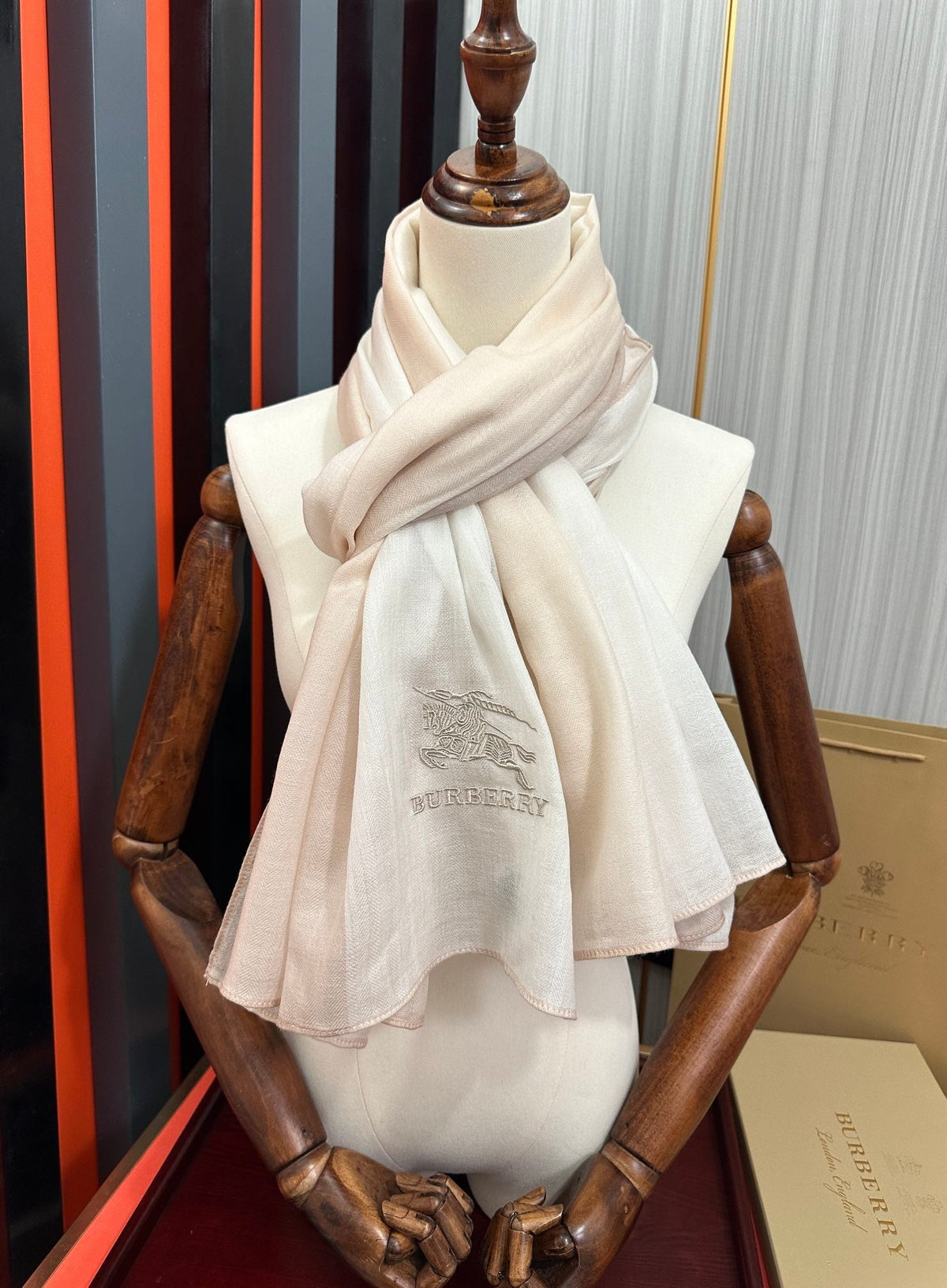 BBR Double-Sided Scarf 200CM Light Beige White Cashmere 292976