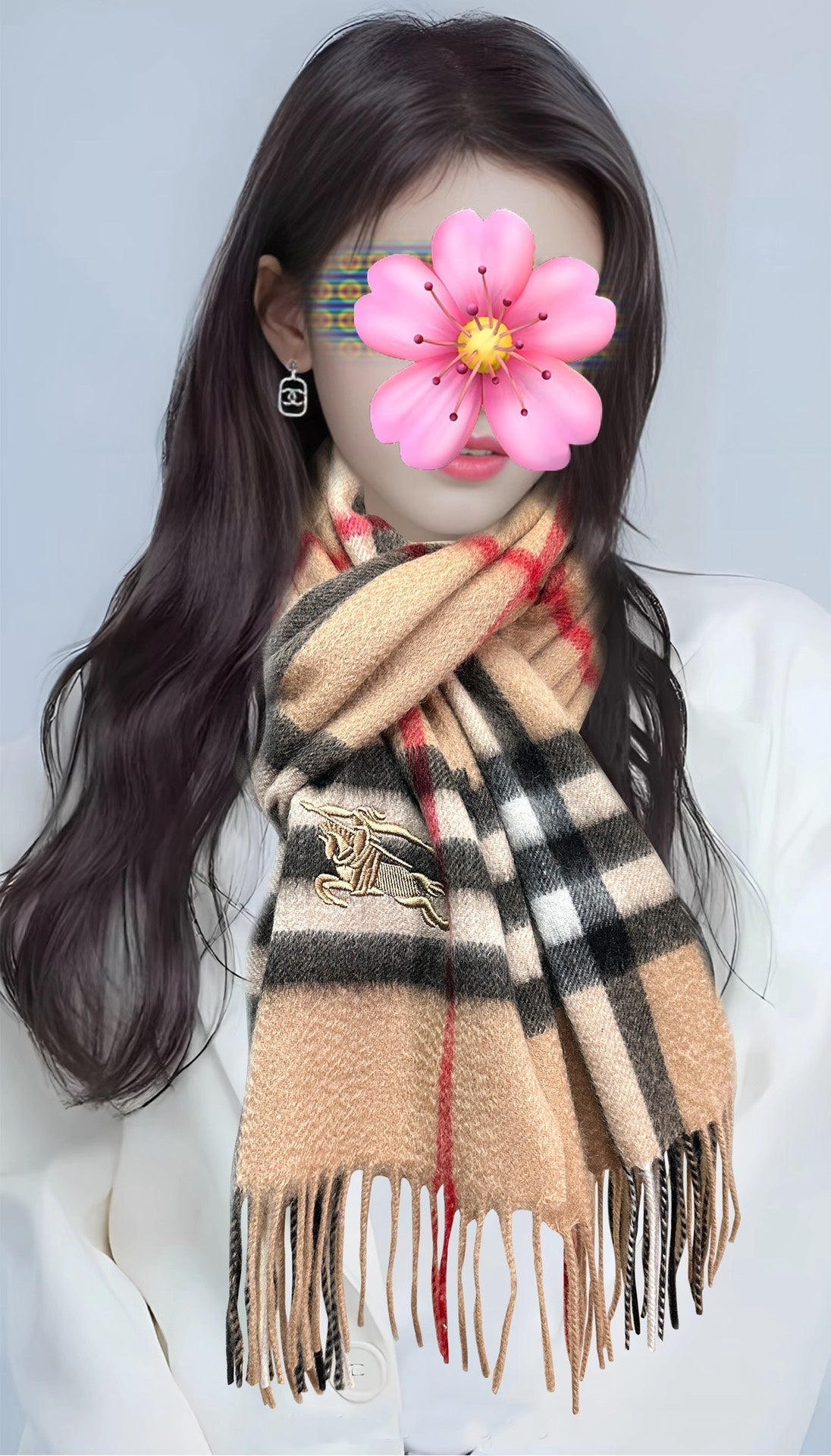 BBR Double-Sided Scarf 180CM Beige Cashmere 293003