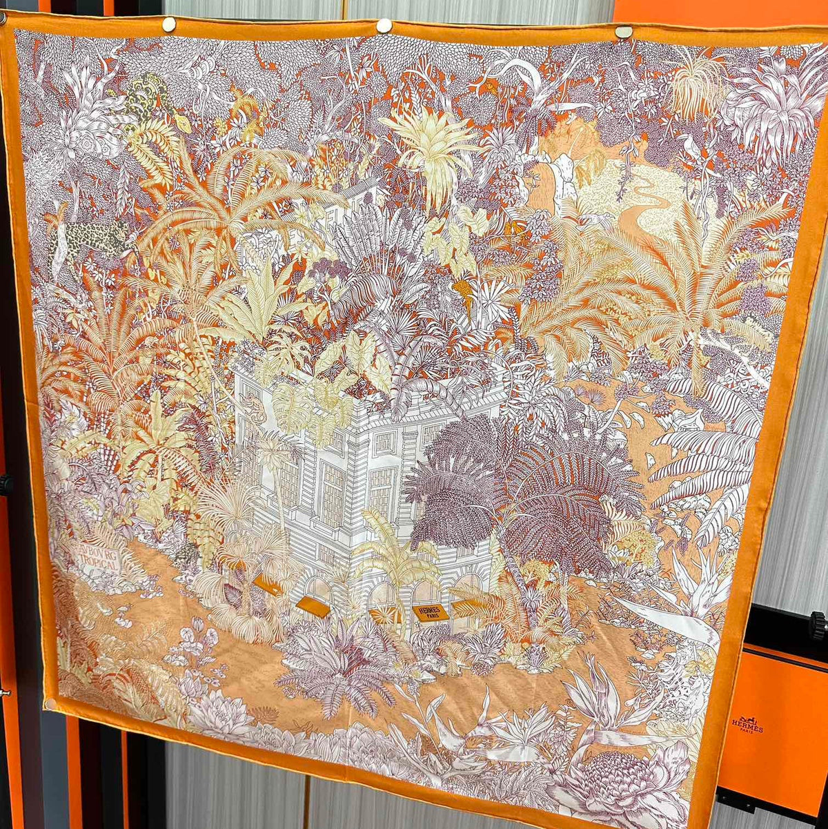 HM 25s Scarf 90cm Orange Light Pink Cashmere Silk 965568