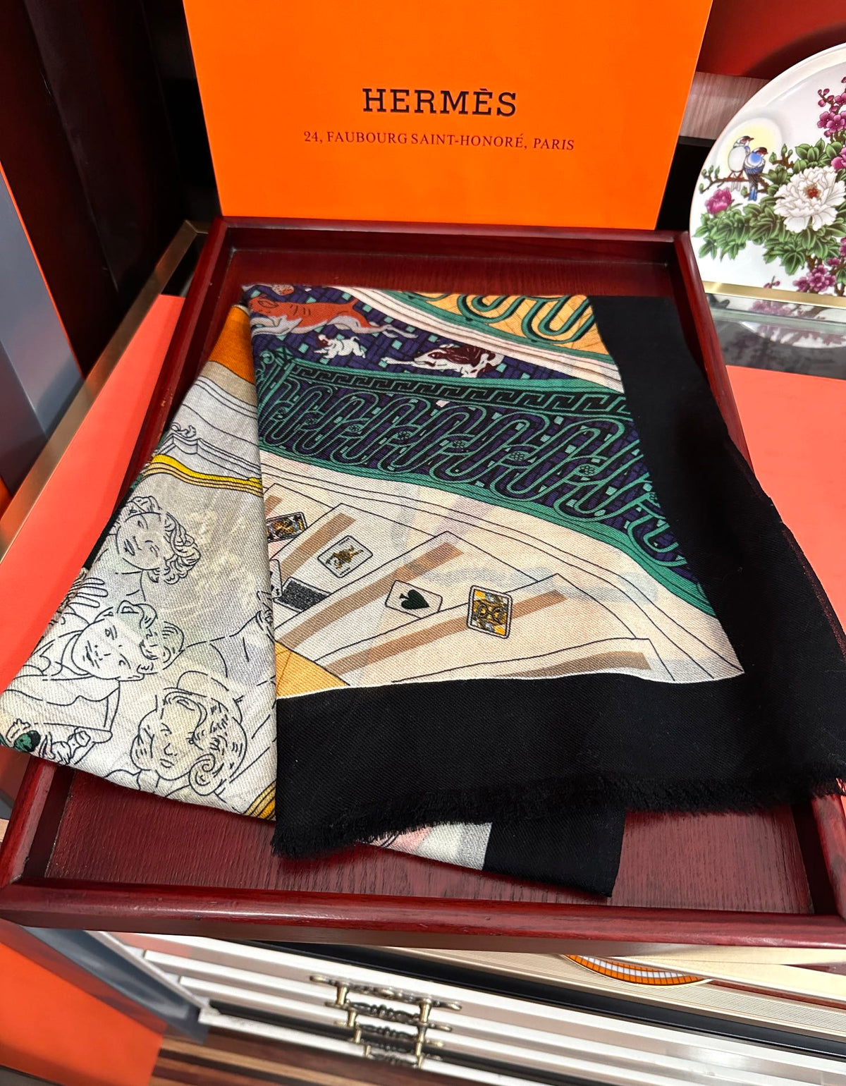 HM Newest Design Scarf 200CM Orange Beige Black Cashmere 976449