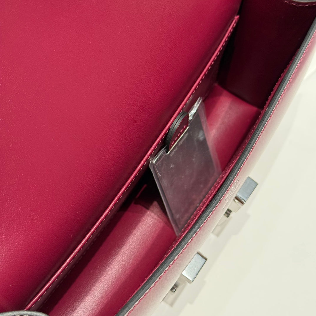HM Constance Elan 24cm Bag Burgundy Box Calfskin Silver Hardware
