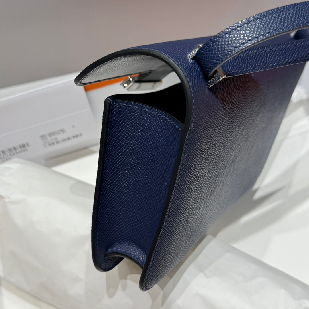 HM Constance Elan 24 Midnight Blue Epsom Silver Hardware 237341