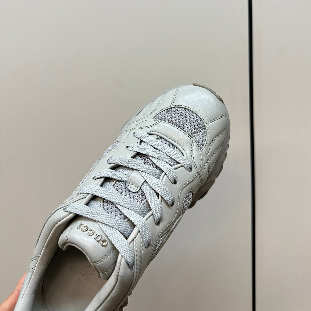 GG Ripple Leather Sneakers White Pearl
