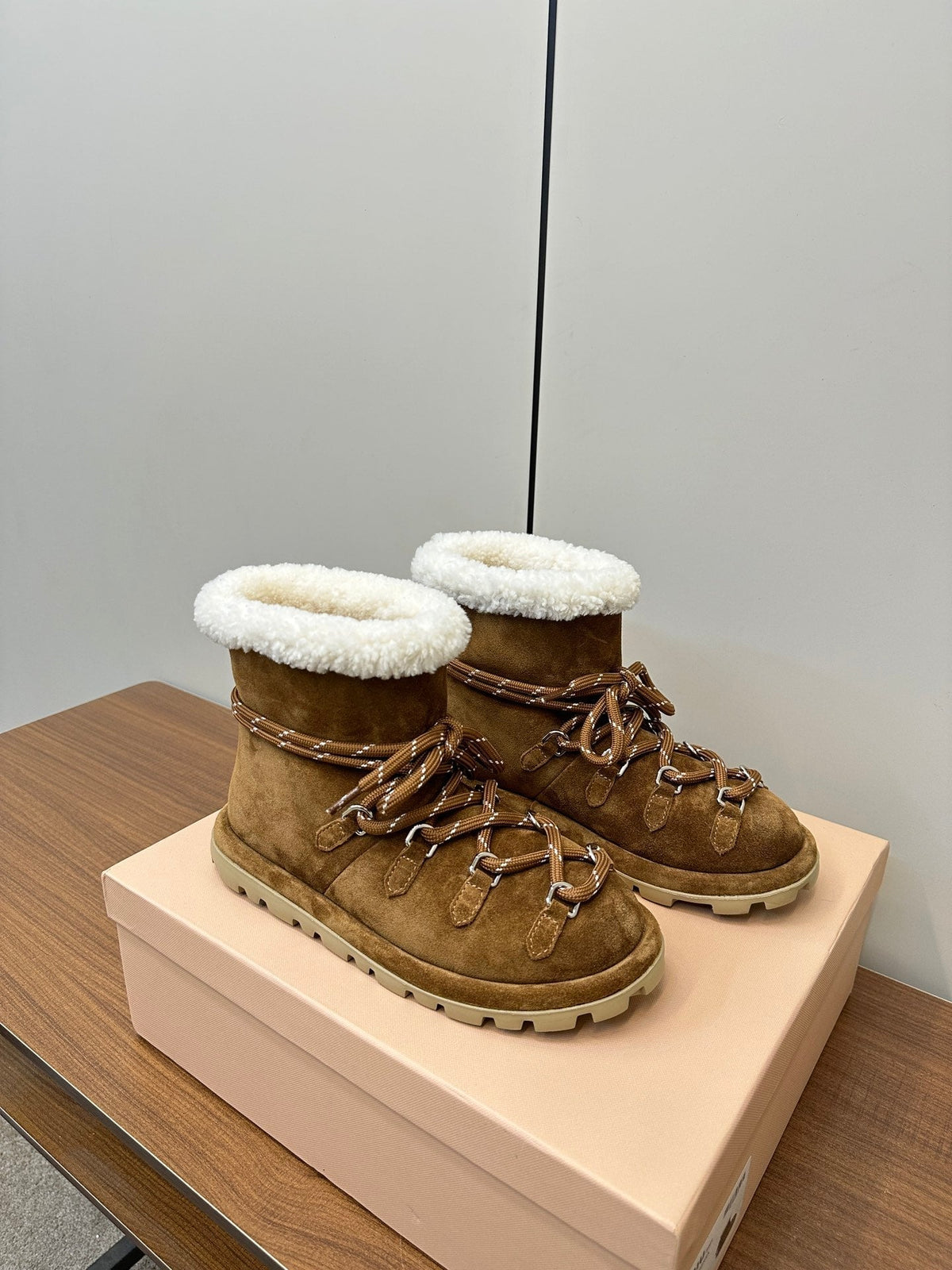 Miu Ankle Boots Brown Coffee Milk Suede