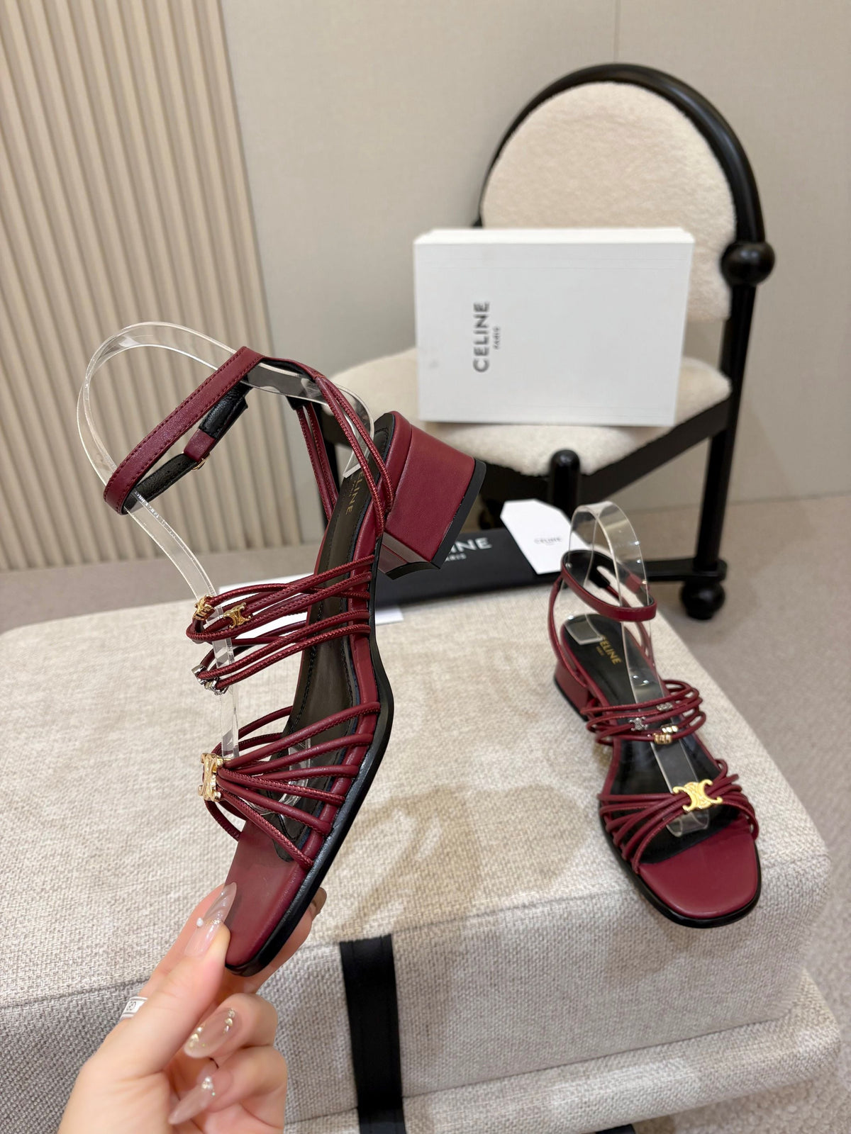 Celine 2026 Clémence Heeled Sandals 40mm Cowhide 957024