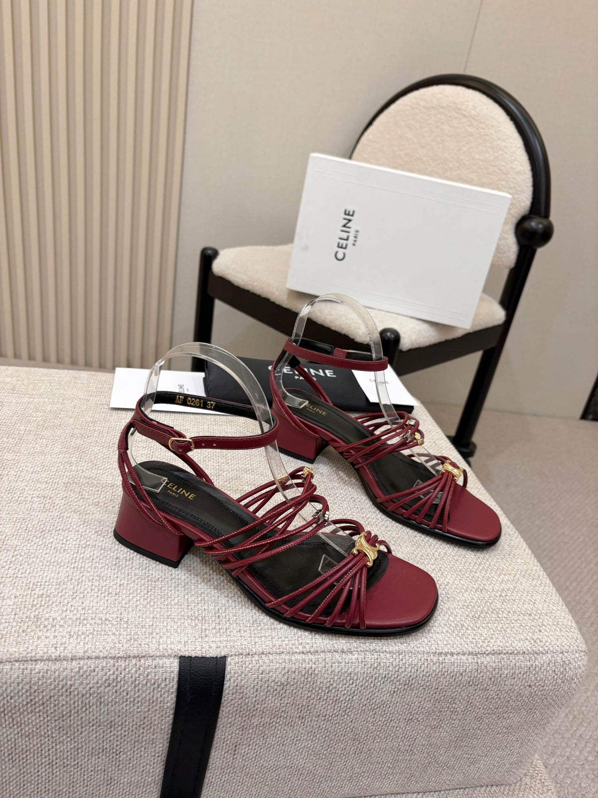 Celine 2026 Clémence Heeled Sandals 40mm Cowhide 957024