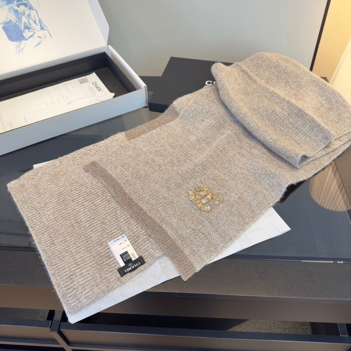 CC 25 Classic Scarf 170cm Light Beige Wool 293468