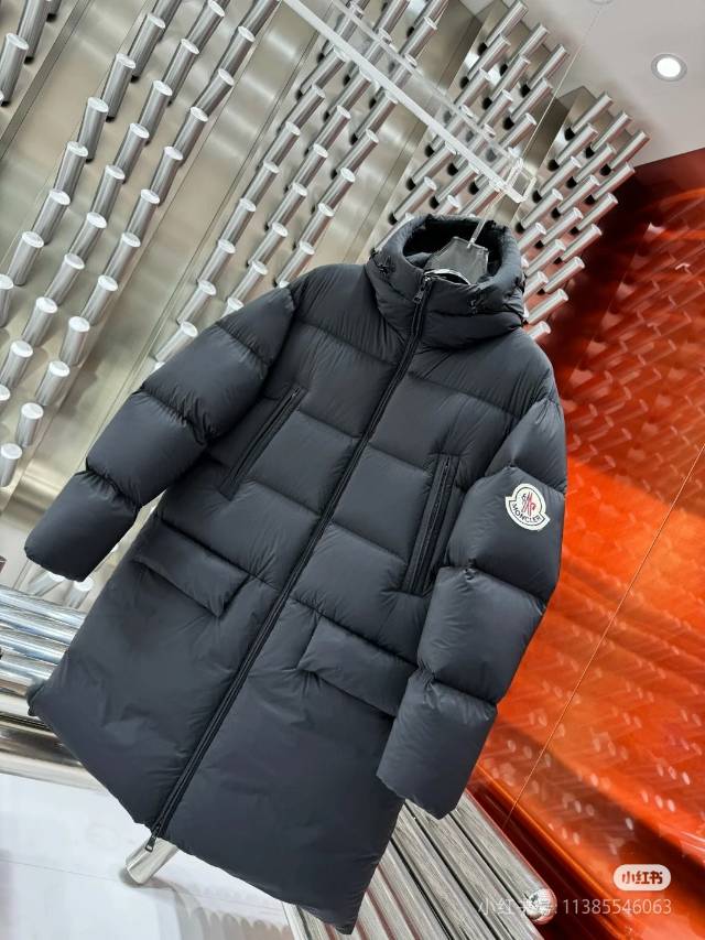 Moncler 25 Long Coat Black Polyester 291395
