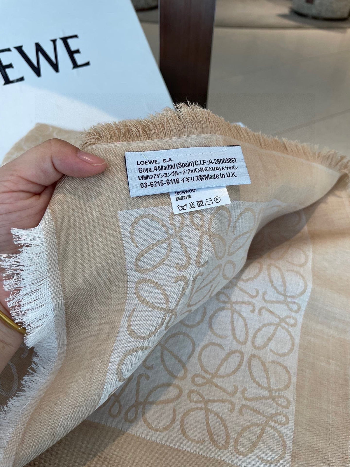 Loewe Scarf 140CM Beige Cashmere 100113