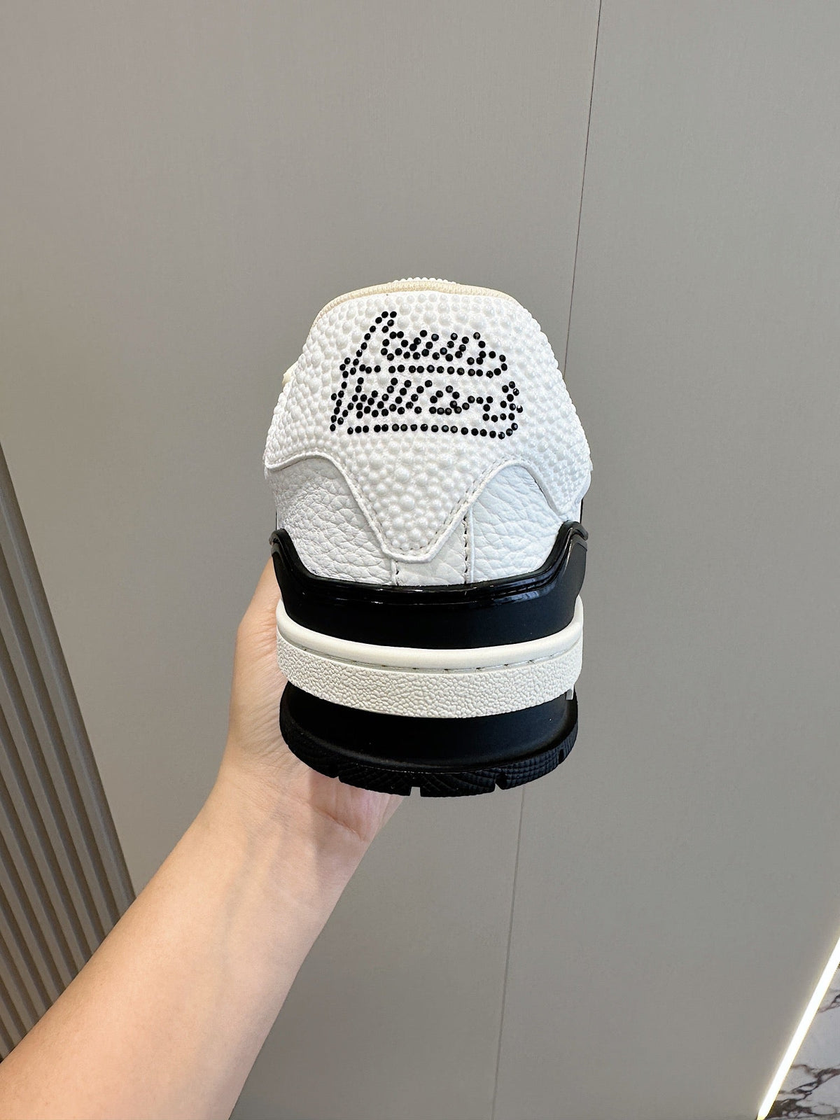 LV TRAINER BLACK DAMIER MIX WHITE GRAINED CALFSKIN