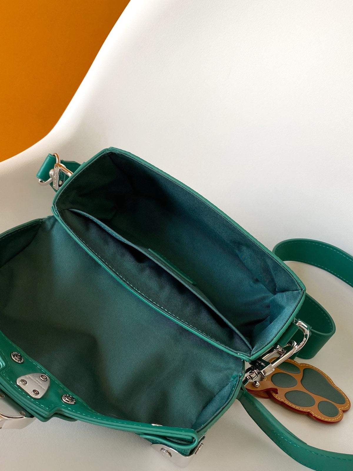 LV Soul Trunk handbag 19cm Green mix White Canvas Leather 252098