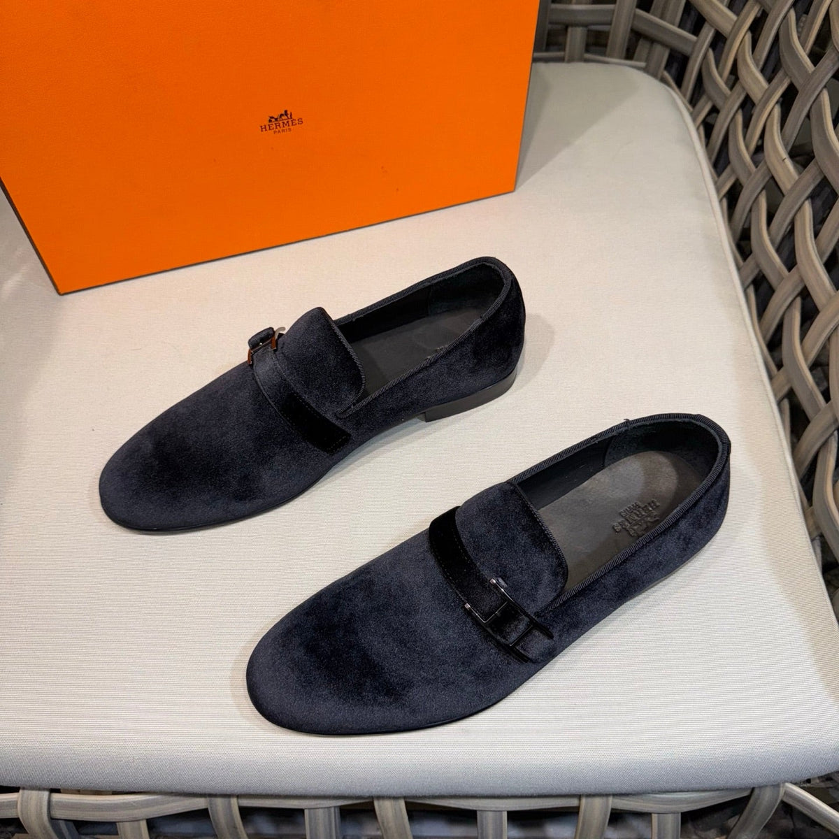 HM Men's Loafers Black Velvet 675412