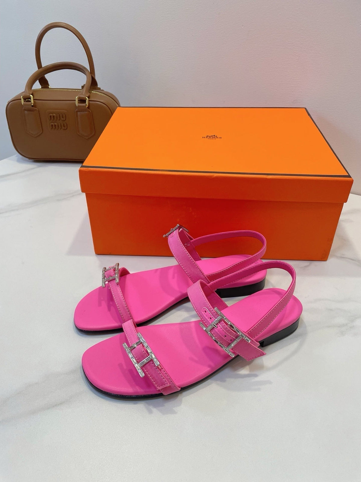 HM Paris Sandals Pink Lamskin 374213