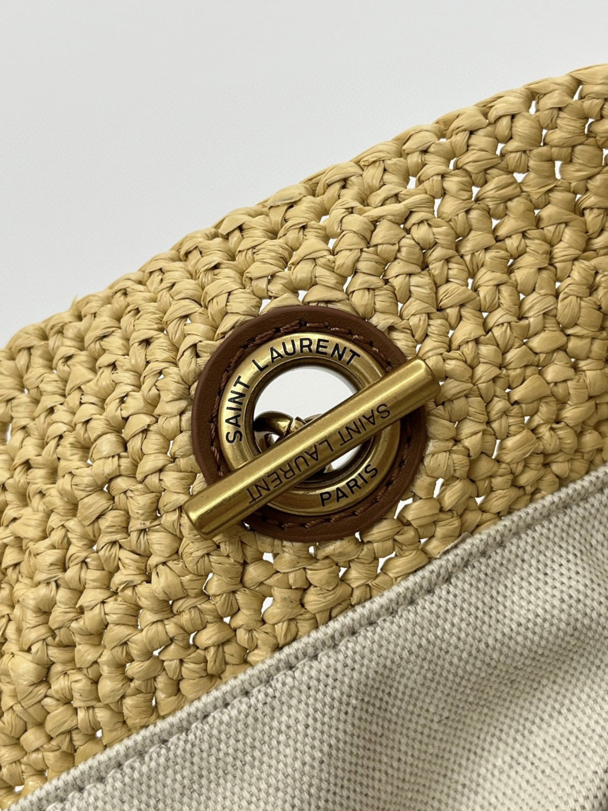 YSL Jamie Lucky Bag Beige Brown Raffia 339402