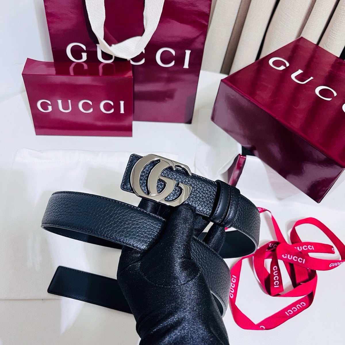 Gucci 2026 Double G Buckle Belt 35mm Leather