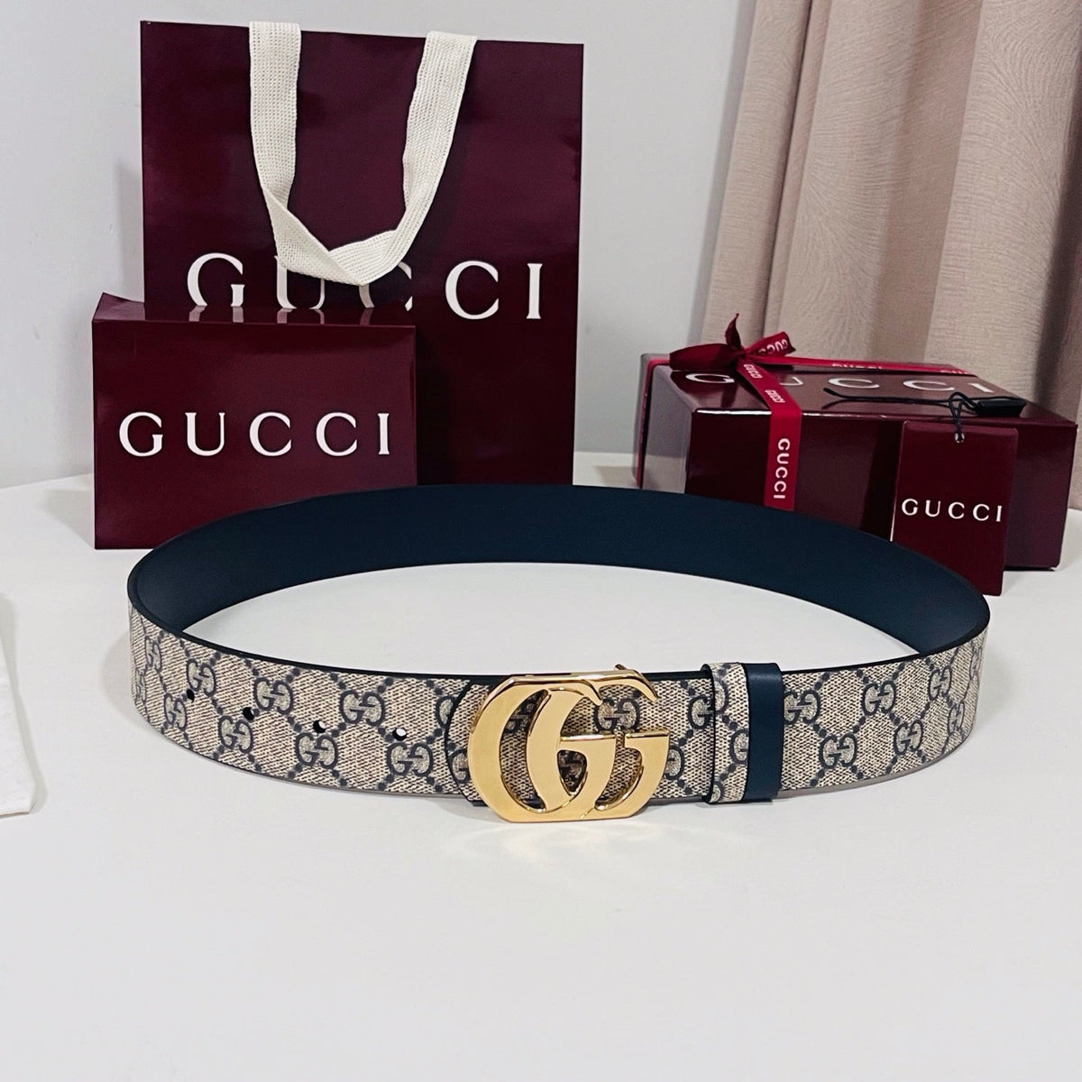 Gucci 2026 GG Supreme Belt 40mm Canvas Leather
