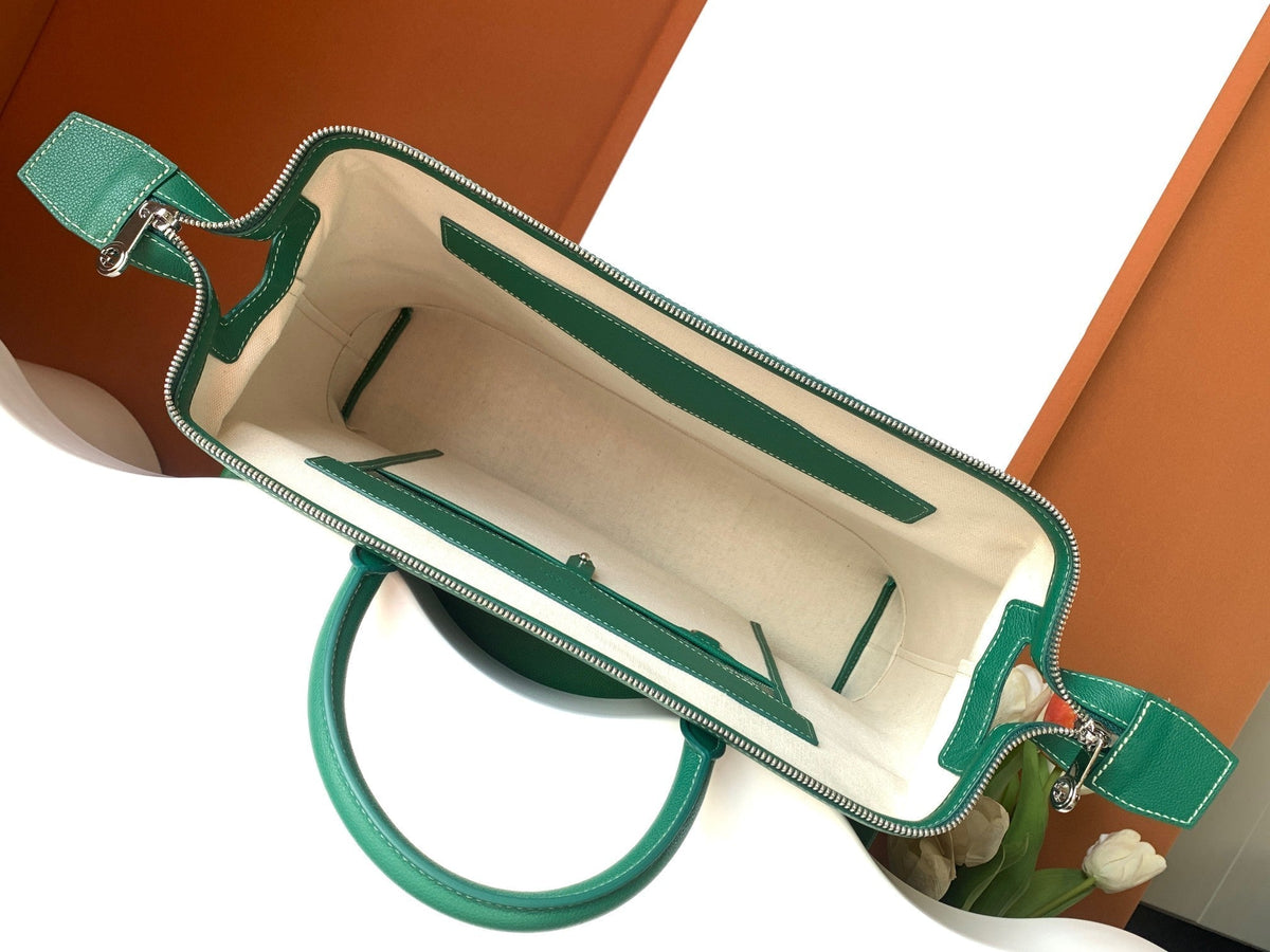 CISALPIN DOCUMENT CASE 39 IN GREEN GOYARDINE CANVAS AND CALFSKIN