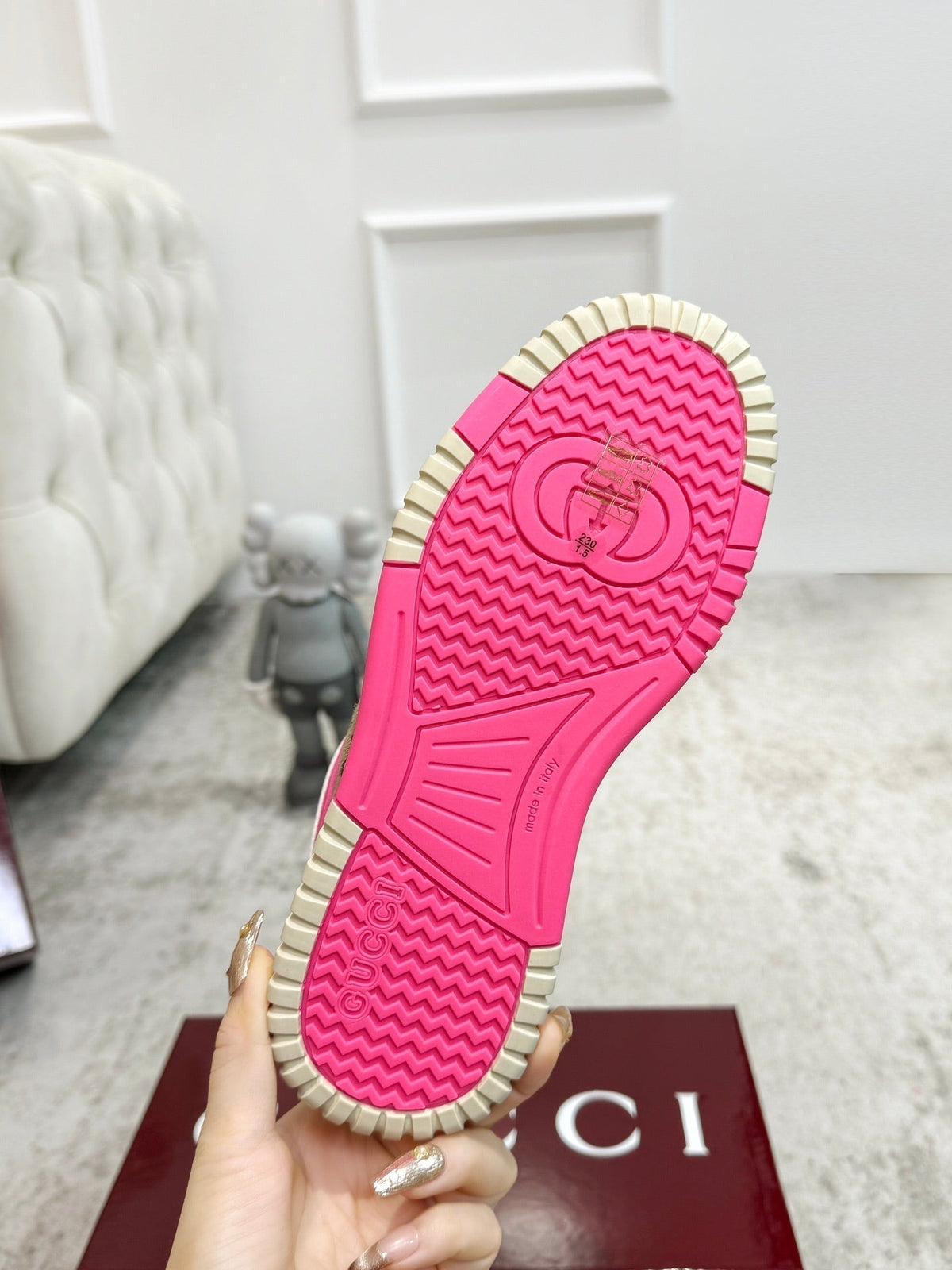 GG Men's Re-Web Sneaker Brown Pink Canvas 534249