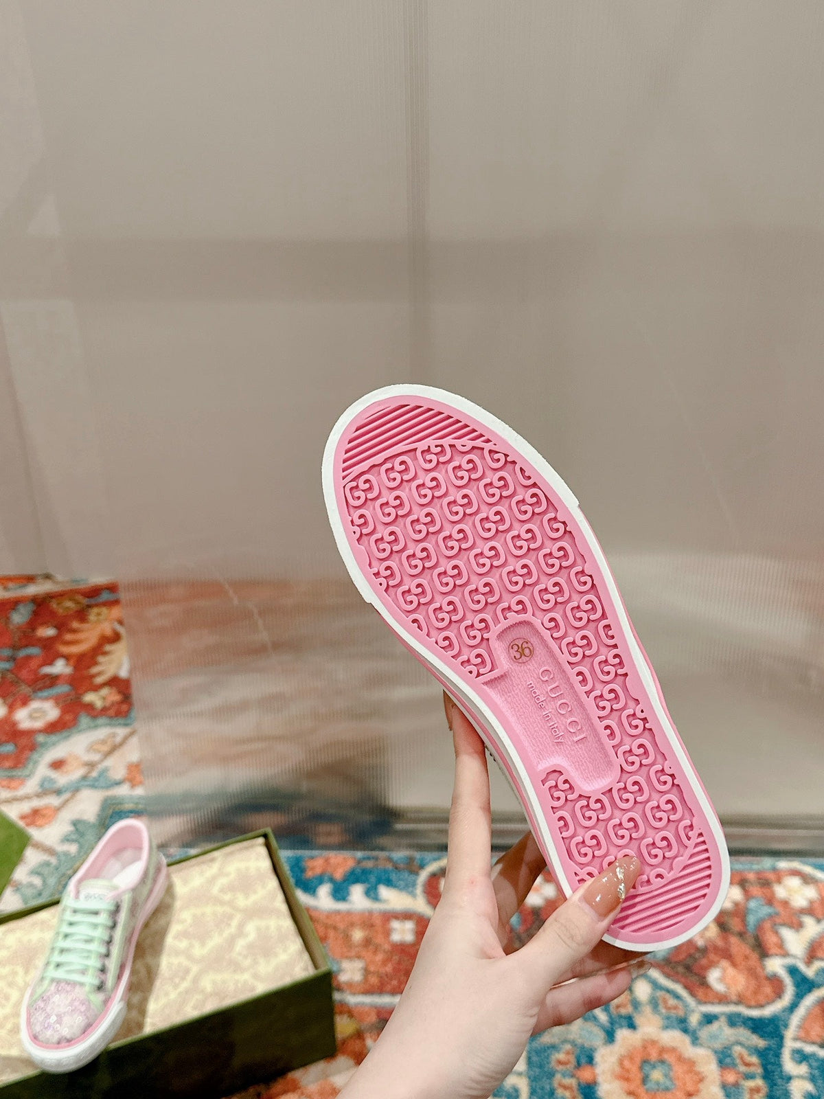 Gucci 2026 Tennis 1977 Crystal Sneakers Pink Canvas 988905