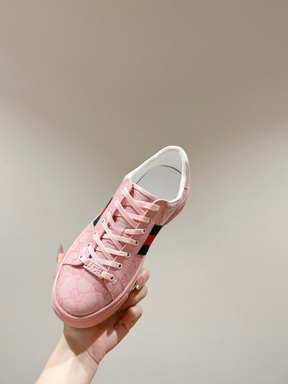 GG Ace Sneaker Pink Ebony Canvas